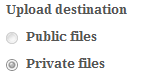 Upload destination public/private Upload destination public/private